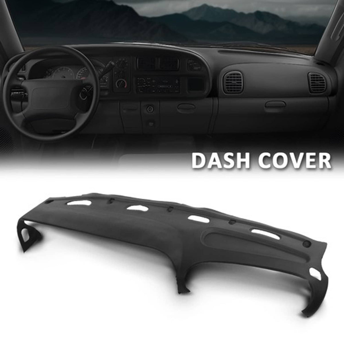 Solid Spare TPE Dash Cover Fit For 98-02 Dodge Ram 1500 2500 3500 Dashboard Overlay Black
