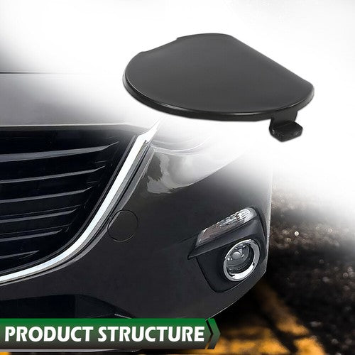 Solid Spare Fit For 2014 2015 2016 Mazda 3 Front Bumper Bracket Tow Eye Hook Cover Cap Black