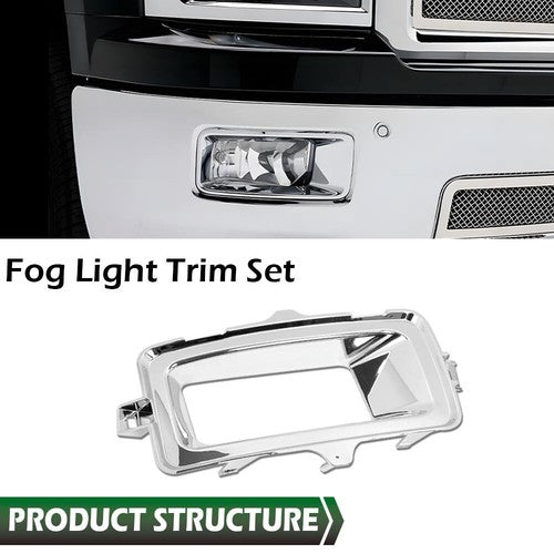 Solid Spare Fit For 2014-2015 Chevrolet Silverado 1500 Fog Light Trim Right+Left Side