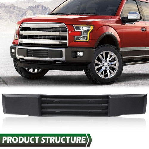 Solid Spare Fit For 2015-2017 Ford F-150 Front Bumper Cover Lower Grille Trim Panel Black