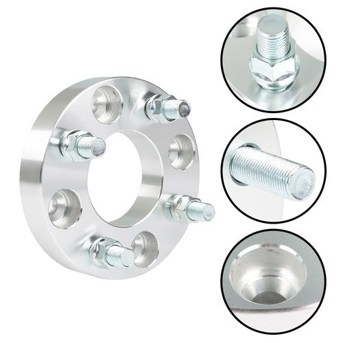 Solid Spare Wheel Flange 1" 4x101.6mm Hub Bore 62mm Thread Size 1/2"x20 Silver 2Pcs
