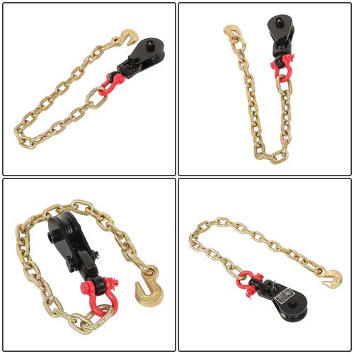 Solid Spare 4PCS 2Tons Snatch Block | 3" Sheave for 3/8" Inch Wire Rope with G70 Chain Black