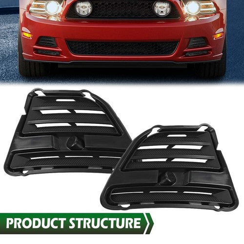 Solid Spare Front Bumper Insert Fog Light Cover Left+Right Fit For 2013-2014 Ford Mustang