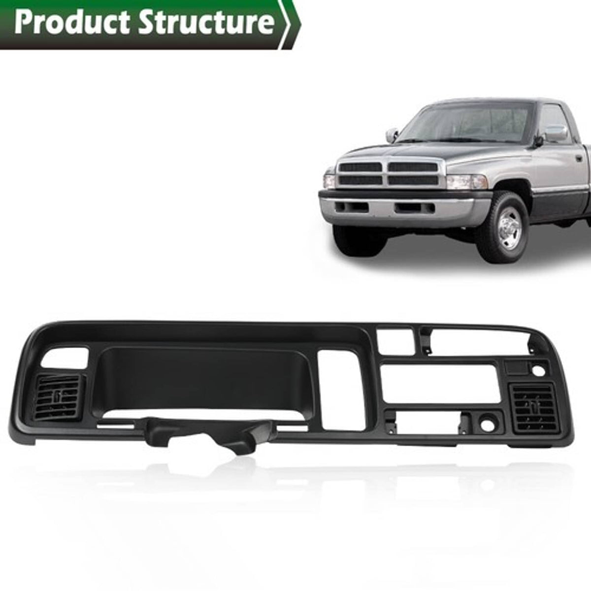 Solid Spare Fit For 94-97 Dodge Ram 1500 2500 3500 Pickup Black Dashboard Bezel w/ Vents