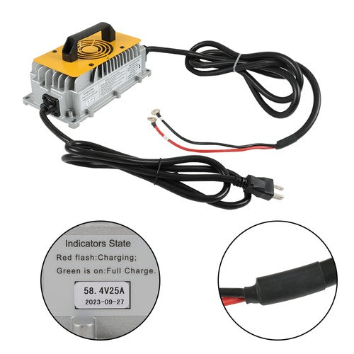 Solid Spare 58.4V 25A Golf Cart Lithium Battery Charger LiFePO4 (18A @110 VAC;25A @220 VAC)