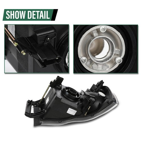 Solid Spare Clear/Black LED Tube DRL Headlights Fit For 2002-2005 Dodge Ram 1500 2500 3500