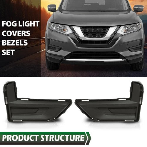 Solid Spare Fit For 17-20 Nissan Rogue Front Passenger & Driver Side Fog Light Cover