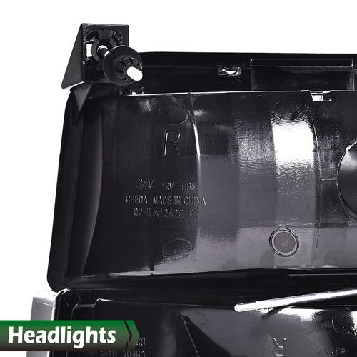 Solid Spare FIT FOR 92-96 FORD F150 F250 F350 LED DRL BLACK HEADLIGHT CORNER/BUMPER
