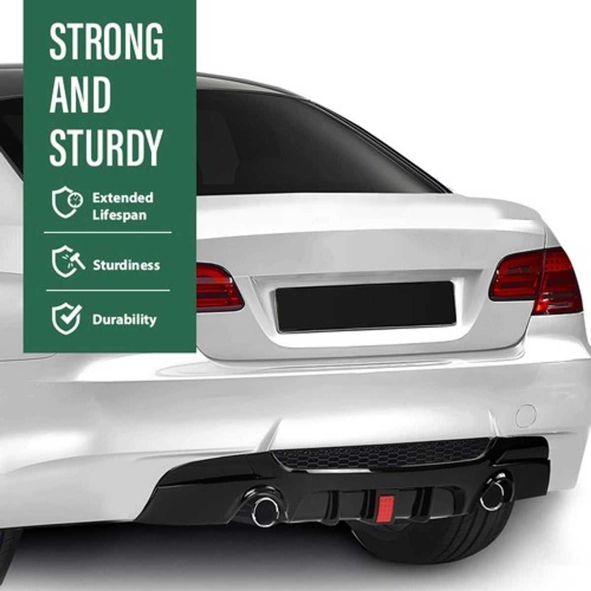 Solid Spare Rear Bumper Diffuser w/ Light Fit For 2007-2013 BMW E92 E93 3 Series M Sport