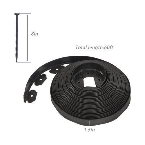 Solid Spare L-shaped Landscape Edging Border Kit No-Dig Garden Edge Lawn Border 1.5" 60 FT