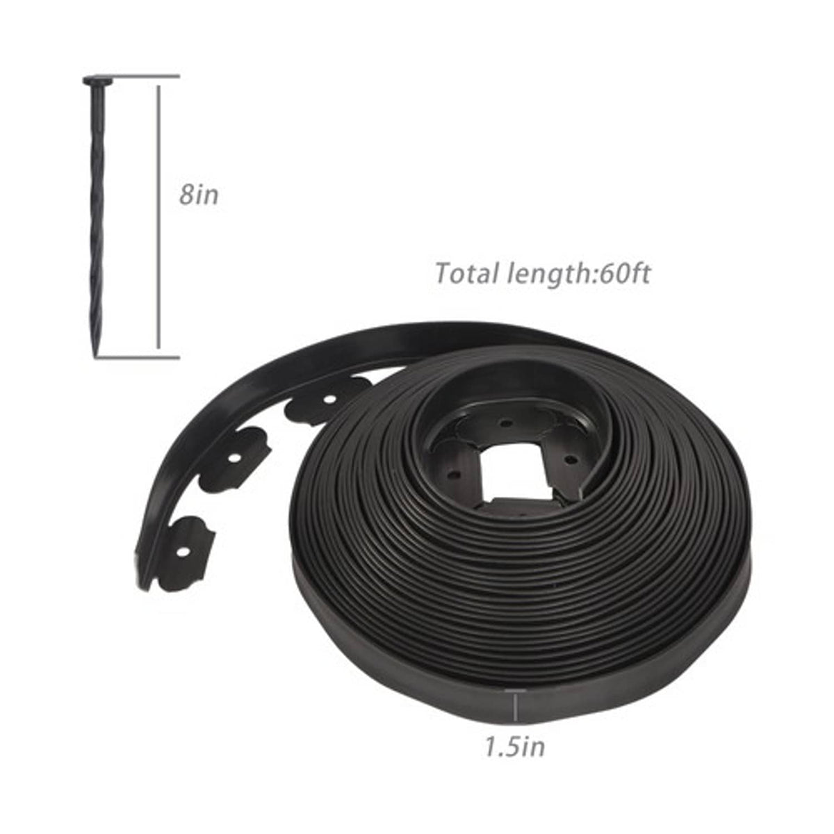 Solid Spare L-shaped Landscape Edging Border Kit No-Dig Garden Edge Lawn Border 1.5" 60 FT
