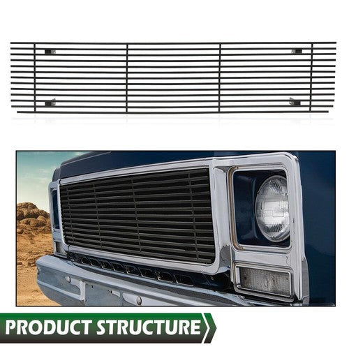 Solid Spare Fit 1973-1980 Chevy GMC Blazer C/K Pickup Suburban Black Billet Grille Insert