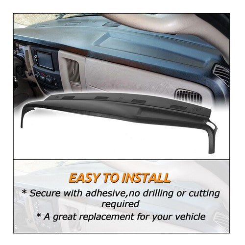 Solid Spare One Piece Molded Dash Cover For 02-05 Dodge Ram 1500 2500 3500 in Textured Black