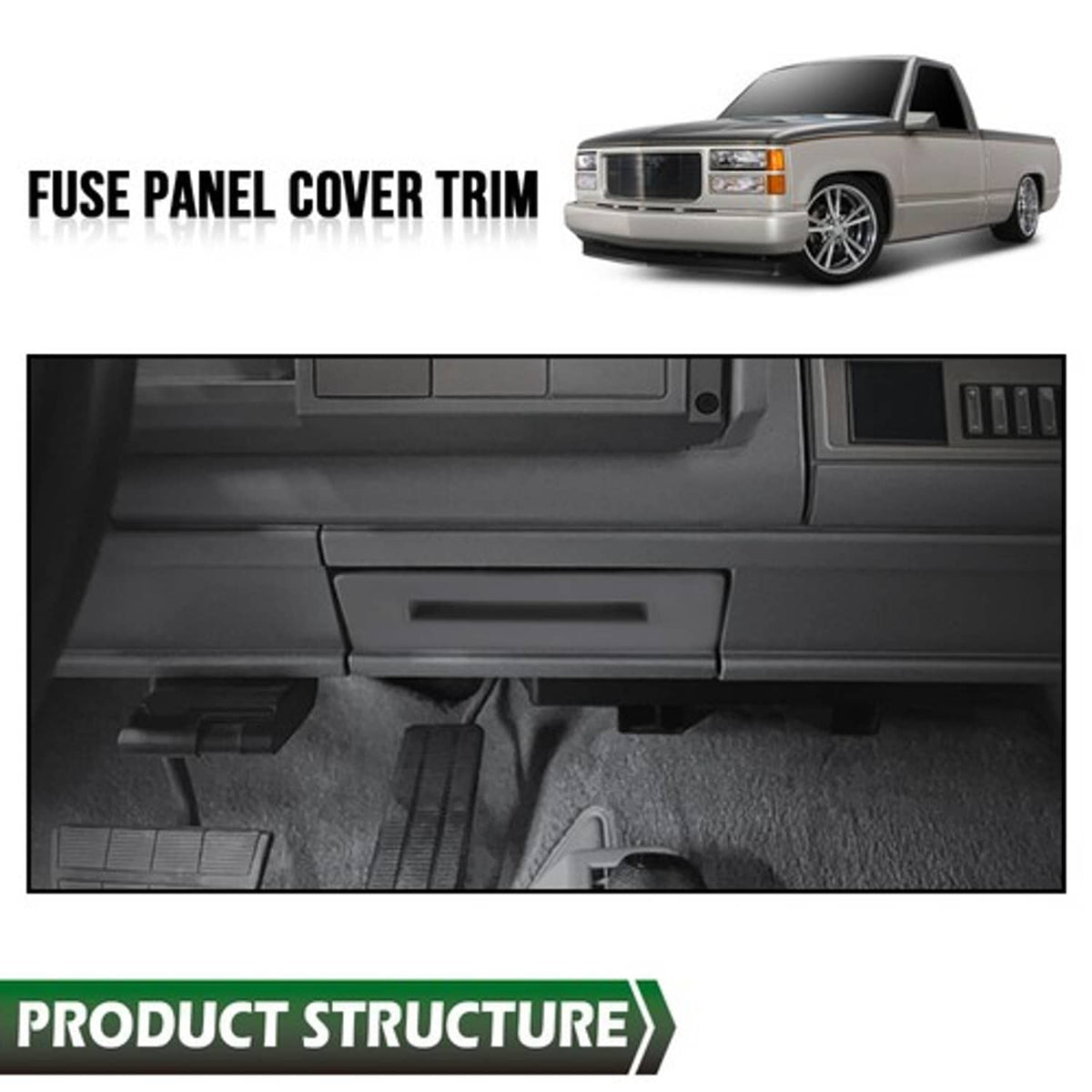 Solid Spare Fit For Chevy GMC Truck 1988-1994 Dashboard Fuse Panel Cover Replacement Gray