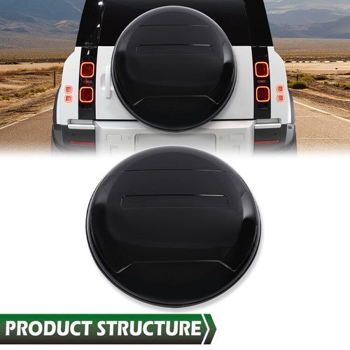 Solid Spare Fit For 20-23 Land Rover Defender Spare Tyre Tire Cover Wheel Cover Black