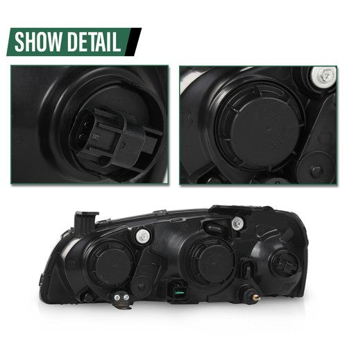 Solid Spare Fit For 2004-2006 Hyundai Elantra Clear/Black Headlights Assembly Left+Right