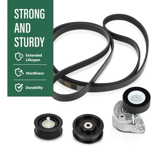 Solid Spare Engine Drive Belt Tensioner & Idler Pulley Serpentine Belt Kit For Mercedes-Benz