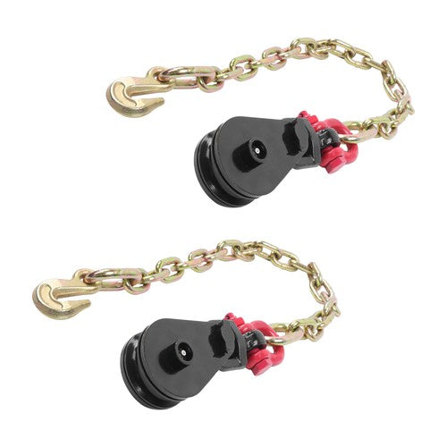 Solid Spare 2 Pcs Chained Pulley 2 Ton G70 Snatch Block 2 FT Tow Chain for 3/8" Wire Rope