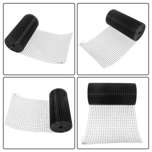 Solid Spare 16 Gauge Black Welded Wire Fence Vinyl Coated Chicken Rabbit Mesh 1inch 24"x100'