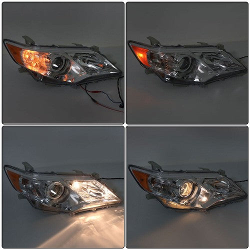 Solid Spare Front Headlights Assembly Fit For Toyota Camry 2012-2014 LH + RH Pair Clear Lens