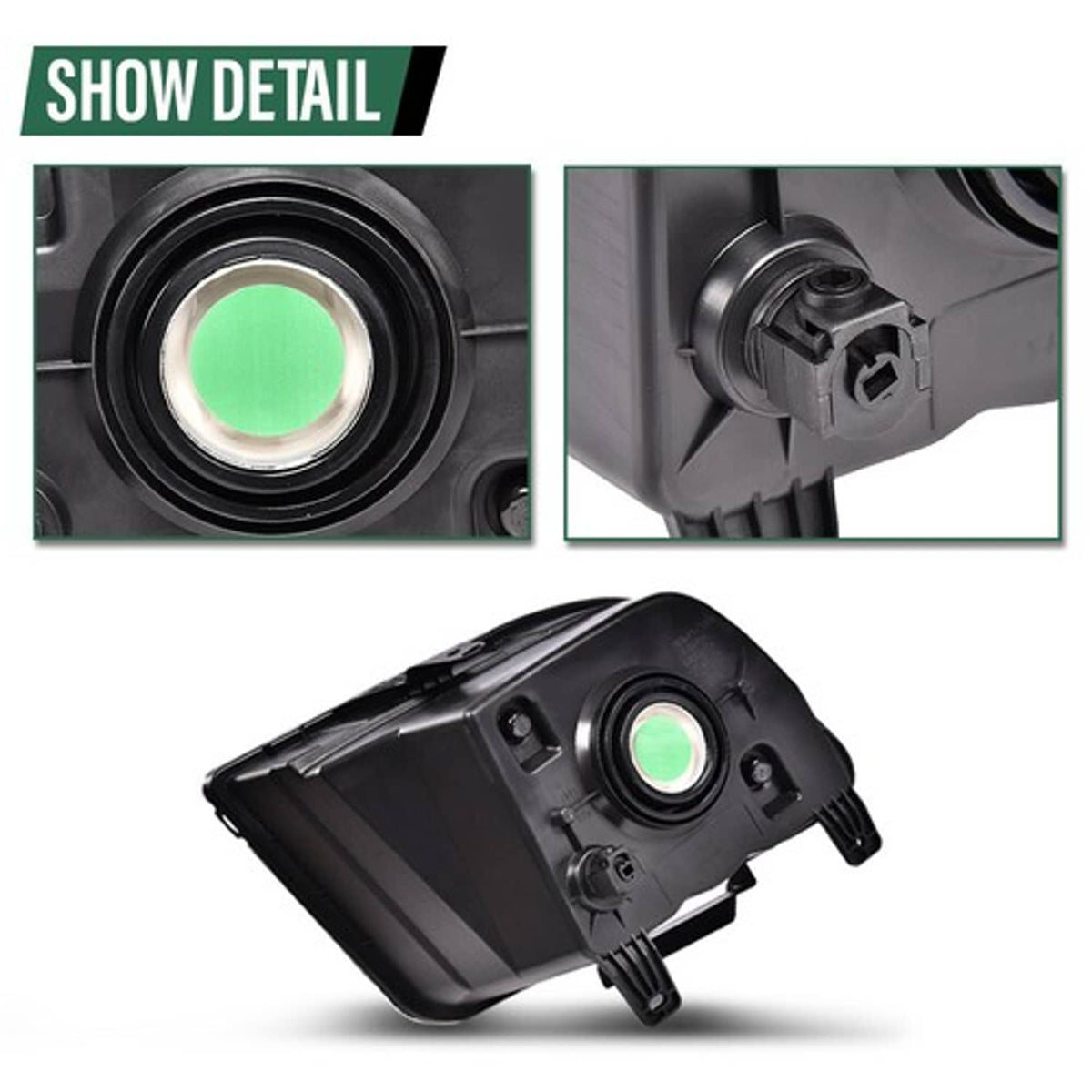 Solid Spare Fit For 2005-2009 Ford Mustang Black Housing Smoke Lens Headlights Left+Right