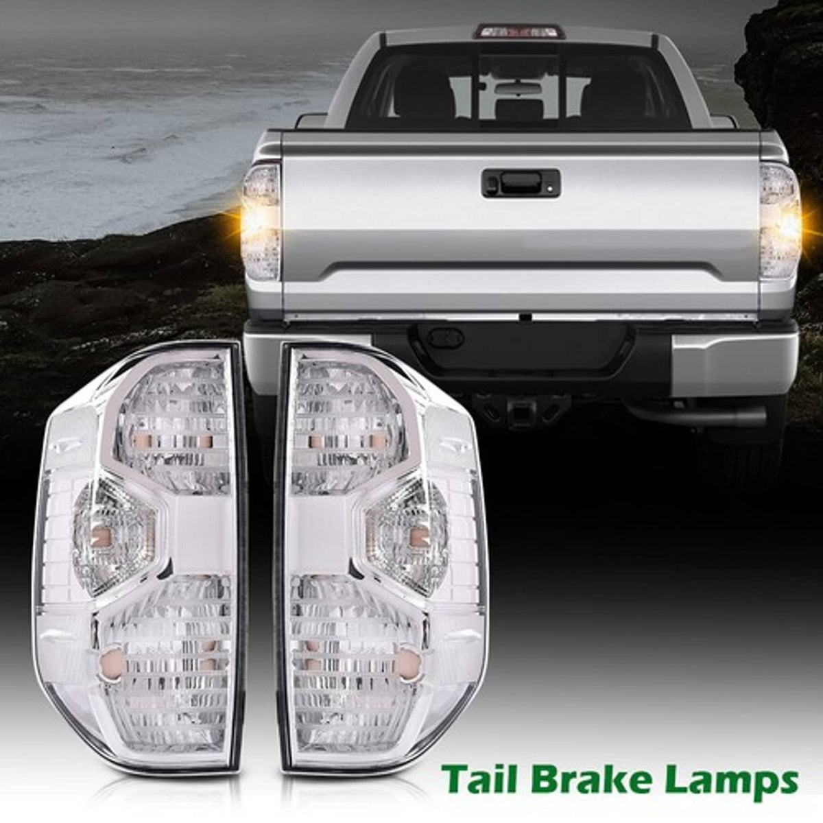 Solid Spare Fit For 14-21 Toyota Tundra Clear Rear Tail Lights Brake Lamps Assembly Pair