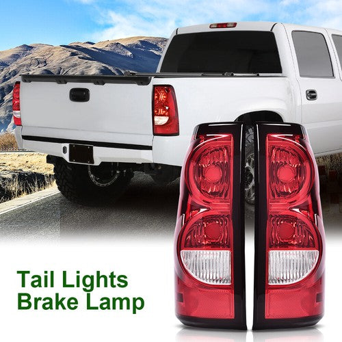 Solid Spare Fit For 03-06 Chevy Silverado Pickup Red Clear Tail Lights Brake Lamps