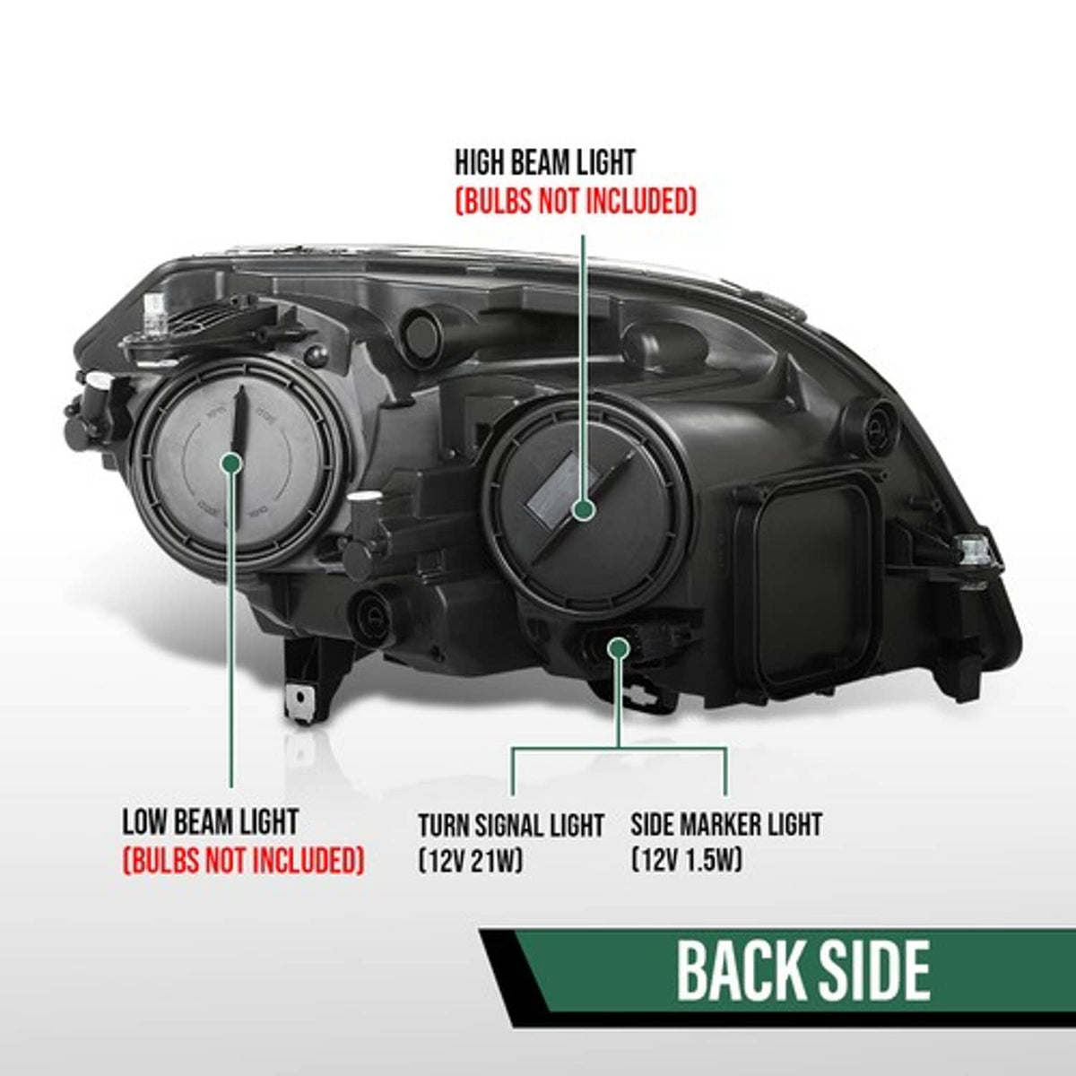 Solid Spare Halogen Headlight Left Side Fit For 2013 2014 2015 Mercedes Benz GLK250 GLK350