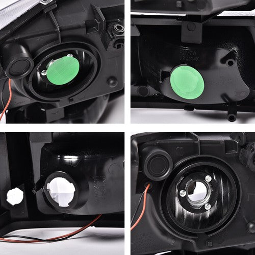 Solid Spare LED DRL Smoked Lens Black Housing Headlights Fit For 2003-2007 Chevy Silverado
