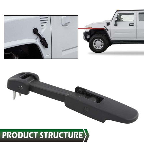 Solid Spare Fit For 03-09 Chevy Kodiak/GMC TopKick/Hummer H2 Hood Lock Latch Black 2pcs