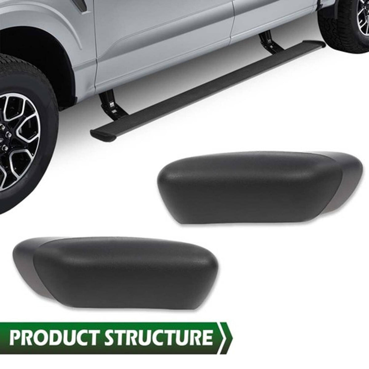 Solid Spare Fit For 2004-2014 Ford F-150 Pickup Running Board Side Step Bar End Cap Pair Set