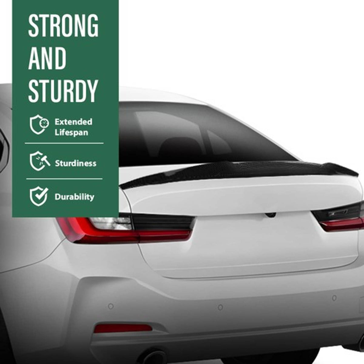 Solid Spare Fit For 19-24 BMW G20 330i G80 M3 Rear Trunk Spoiler Wing M3 Style Gloss Black
