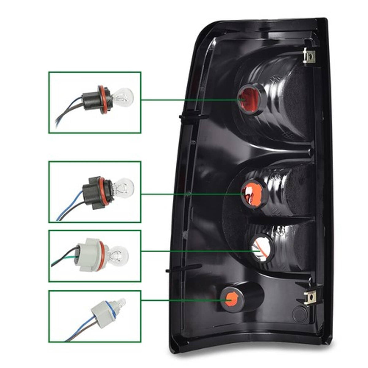 Solid Spare Fit For 03-2006 Chevrolet Silverado LED Tube Smoke Black Headlights+Tail Lights