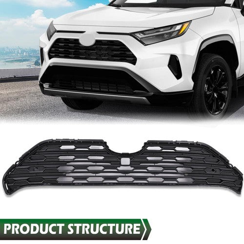Solid Spare Fit For 2019-2022 Toyota RAV4 Front Center Bumper Grille Grill w/ Radar Holes
