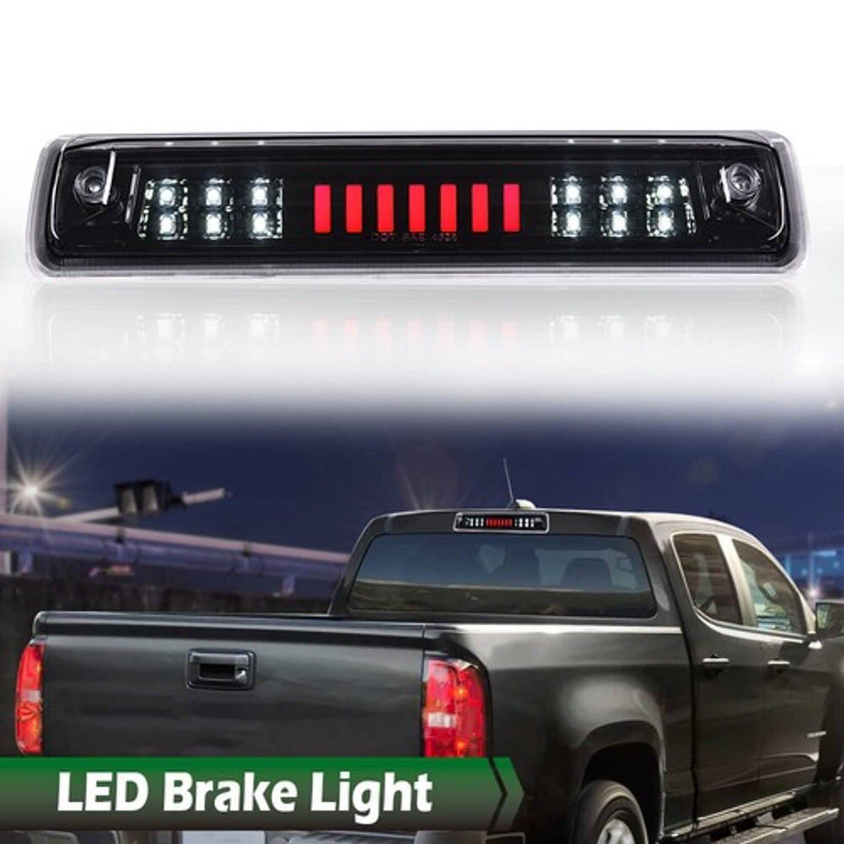 Solid Spare Fit For 15-18 Colorado Canyon Clear/Black LED 3rd Brake Light Cargo Lamp