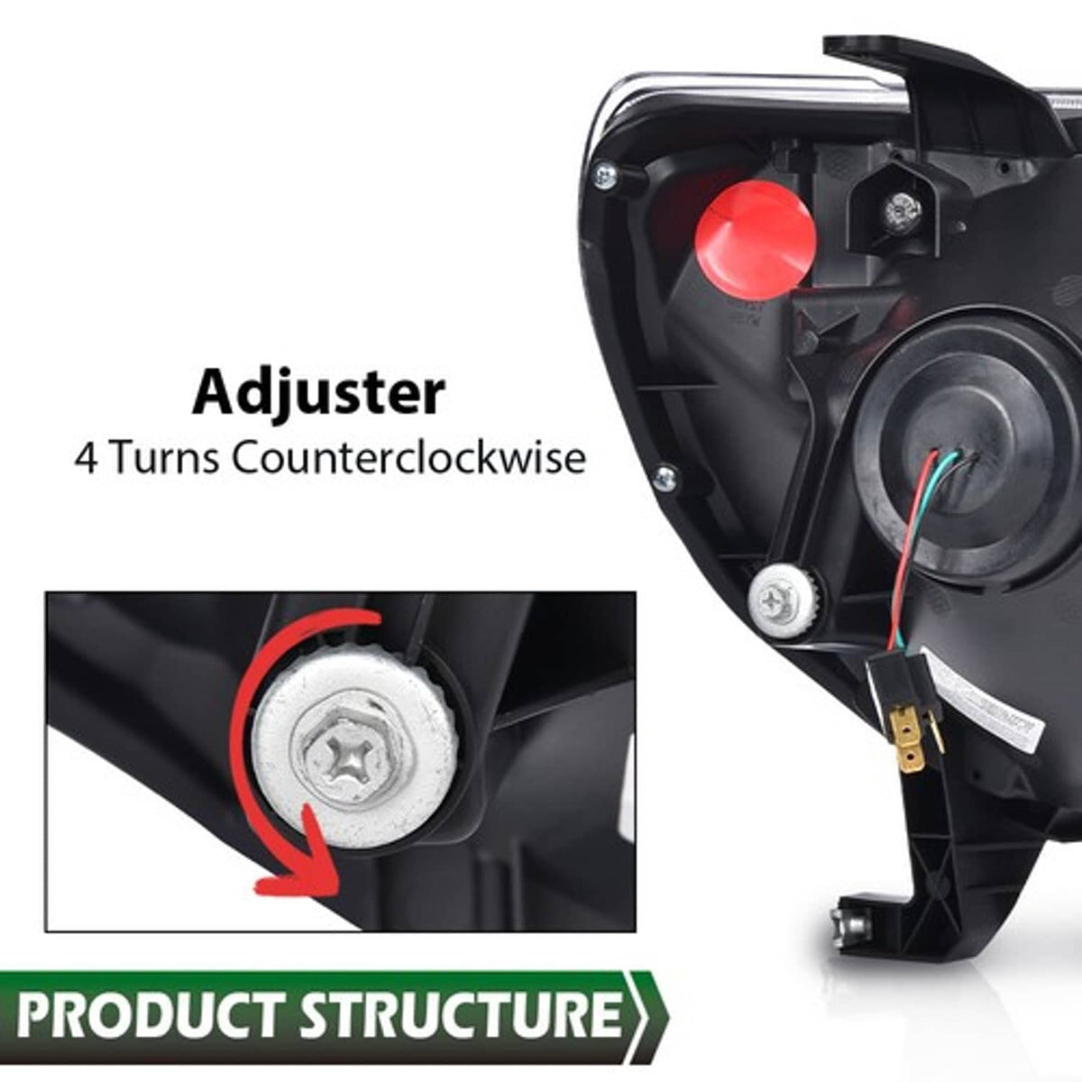Solid Spare Fit For 2005-2011 Toyota Tacoma Clear Lens Black Dual LED Projector Headlights