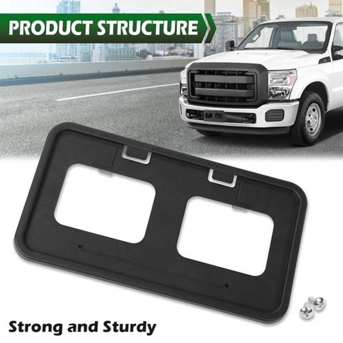 Solid Spare Fit For 11-16 F250 F350 Super Duty Front Bumper License Plate Mounting Bracket