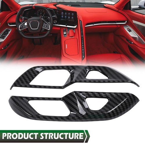 Solid Spare Fit For 2020-2023 Corvette C8 Carbon Look Door Lock Switch Button Panel Cover