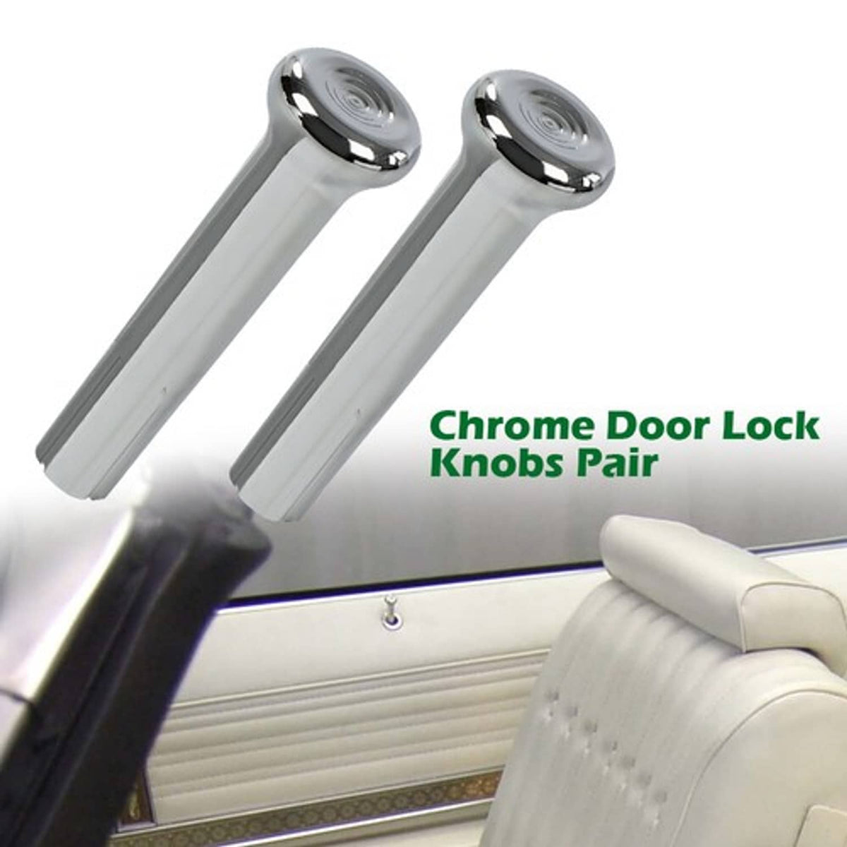 Solid Spare Fit For 1971-1988 GM Chevy Buick Oldsmobile Pontiac Chrome Door Lock Knobs Pair