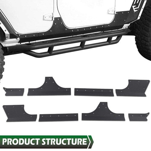 Solid Spare Fit For 2007-2018 Jeep Wrangler JK JKU Door Body Armor Cladding Guards Black
