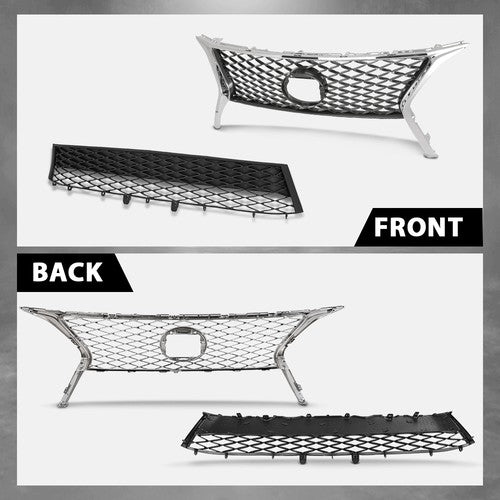 Solid Spare Front Bumper Upper & Lower Grille Fit For 2013-2015 Lexus RX350 F-Sport Style