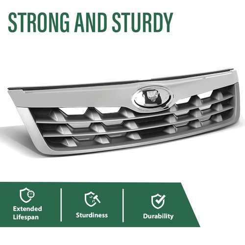 Solid Spare Fit For 2011-2013 Subaru Forester Front Bumper Upper Grille Assembly Silver