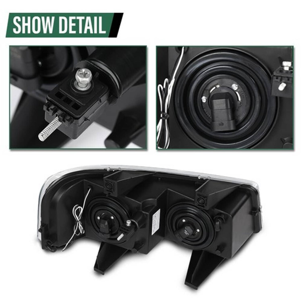 Solid Spare LED Tube Headlights Black Fit For 2003-2023 Chevrolet Express GMC Savana Van