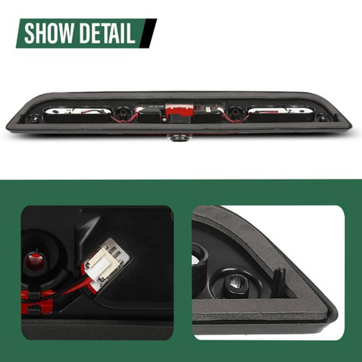Solid Spare Fit For 2017-2021 F-250 F-350 Super Duty LED 3rd Brake Tail Light w/Camera Hole