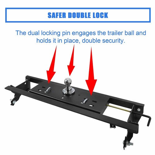 Solid Spare Fit 15-20 Ford F150 30,000 lbs Double Lock Under Bed Gooseneck Trailer Hitch
