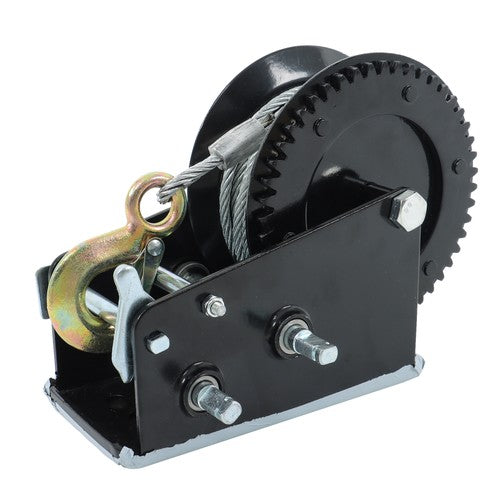 Solid Spare 3500lbs 33ft Winch Steel+Polyester Black 4:1/8:1 26mm Hook Bidirectional Ratchet