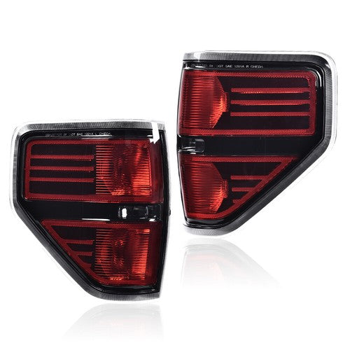 Solid Spare Fit For 09-14 Ford F150 Pickup Rear Tail Lights Brake Lamp+Smoke Lens Headlights