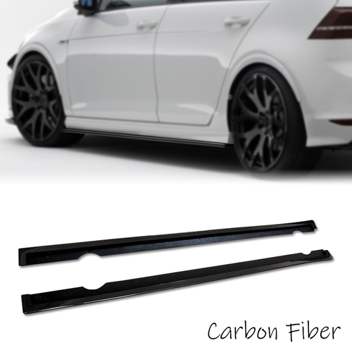 Pair Carbon Fiber Side Skirts Extension For 2013-16 Volkswagen GOLF 7 R VII MK7