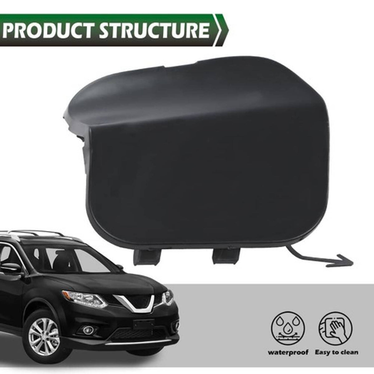 Solid Spare Fit For 14-16 Nissan Rogue Front Bumper Bracket Tow Eye Hook Cover Cap