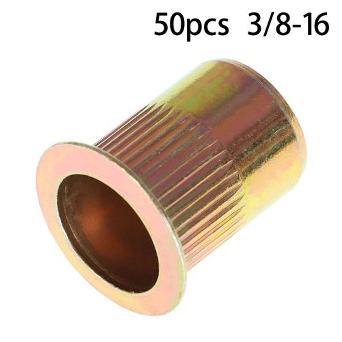 Solid Spare Steel Rivet Nut Rivnut Insert Nutsert 3/8-16 3/8 Carbon Steel Zinc Plated 50Pcs